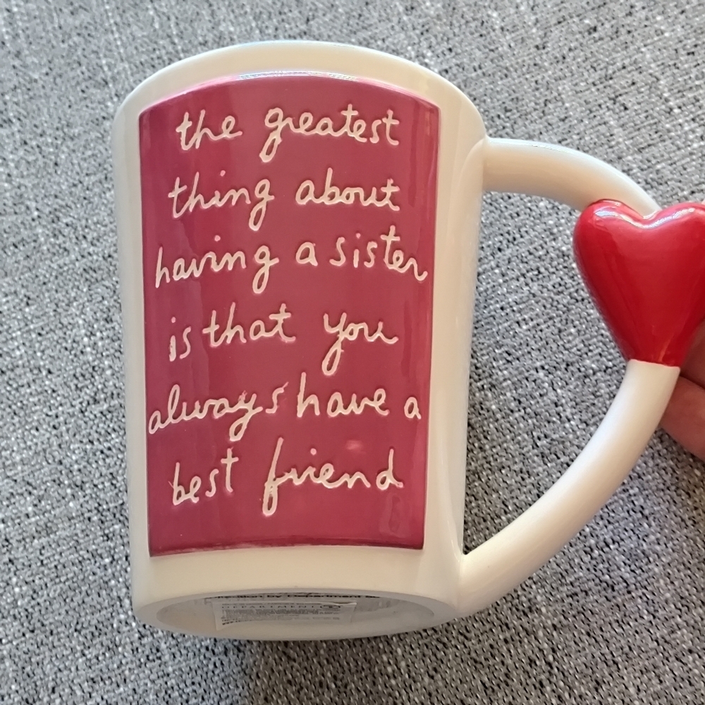 Sandra Magsamen Red And White Mug For Sisters